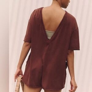 NWT Free People Hot Shot Tee Romper in Dark Espresso Small